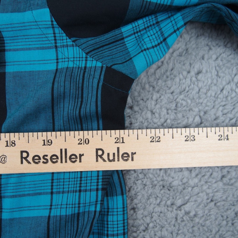 Vintage Wrangler Shirt X-Long Tails Sz L 16-33 Pearl Snap Cowboy Cut Turquoise - Picture 8 of 9